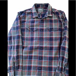 Bonobos blue & grey plaid flannel slim fit shirt L
